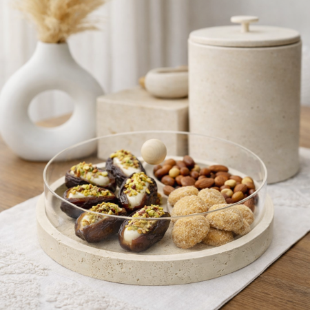 مضيفة معمول دائرية حجر مع غطى اكرلك AF80-11